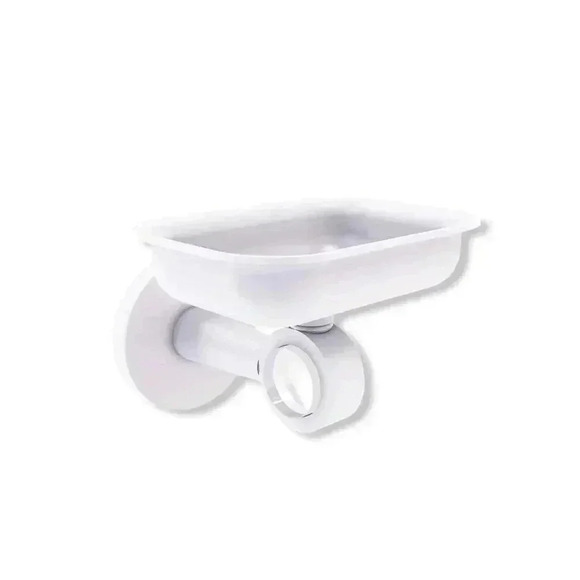 Allied Brass CV-32 Clearview Collection Wall Mounted Holder Soap Dish, Matte Whi - Picture 1 of 3